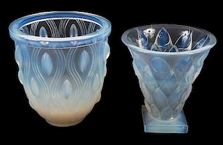 Two Sabino Glass Opalescent Vases, Fish