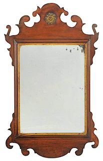 Diminutive Chippendale Walnut Mirror