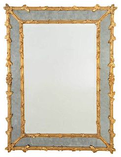 Rustic Chippendale Style Smoked, Beveled Mirror