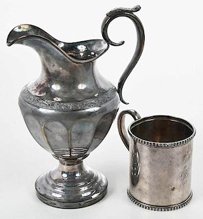 Coin Silver Pitcher and Mug