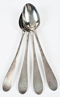 Four Maryland Coin Silver Serving Spoons
