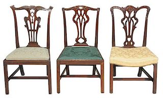 Three Chippendale Dining Chairs
