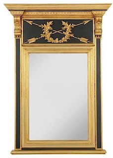 Directoire Style Ebonized Parcel Gilt Mirror