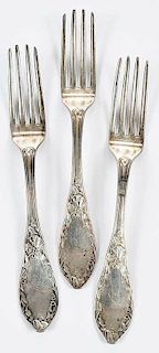 Ten New York City Coin Silver Forks
