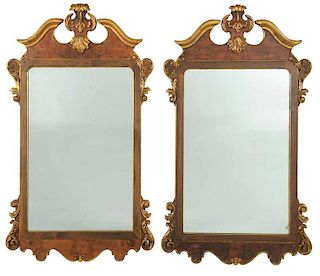 Pair Chippendale Style Parcel Gilt Mirrors