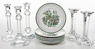 13 Tableware Objects, Tiffany Plates, Candelabra