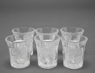 Lalique Cherub Colorless & Frosted Shot Glasses 6