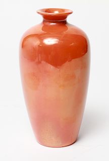 Weller Ware Orange Lustre Glaze Pottery 7.25" Vase