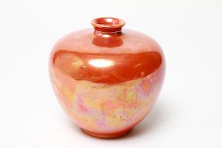 Ruskin England Orange Lustre Pottery 4.25" Vase
