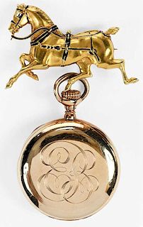 14kt. Gold Swiss Pocket Watch and Horse Pin