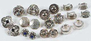 Ten Pairs Sterling Silver Earrings