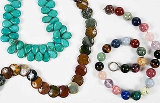 Three Gemstone Bead Necklaces