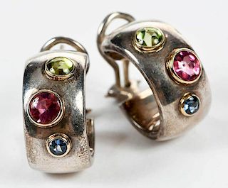 Tiffany & Co. Silver and 18kt. Gemstone Earrings