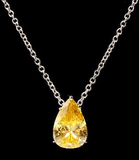 Gold-Tone Pear-Cut Cubic Zirconia Pendant Necklace