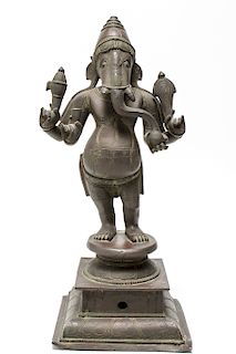 Indian Ganesh Figural Bronze Sculpture