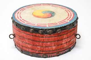 Korean Buk Drum Polychrome Painted