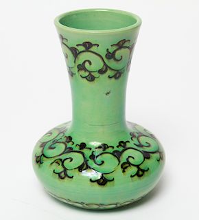 Japanese Kyoto Awaji Celadon Glazed Pottery Vase