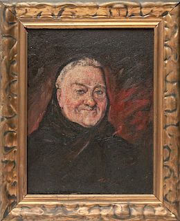 Illegibly Signed Portrait of Man Oil on Canvas