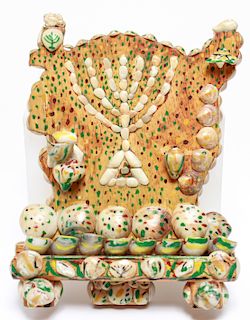 Judaica Shell-Clad Folk Art Menorah