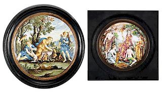 Two Neoclassical Polychrome Decorated Plaques