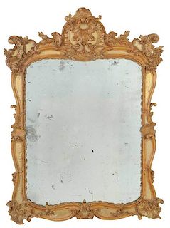 Italian Rococo Carved Walnut Mirror