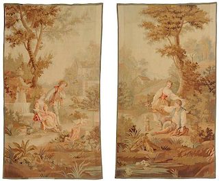 Two Aubusson Romantic Scene Tapestries