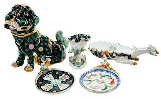 Five Herend Porcelain Black Dynasty Objects