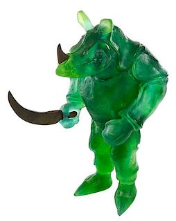 Daum PÌ¢te de Verre Green Rhino, Sword, Kerversau