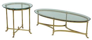Two Neoclassical Style Glass Top Tables