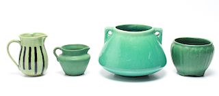 Art Pottery Assorted Green Vases & Pitchers, 4