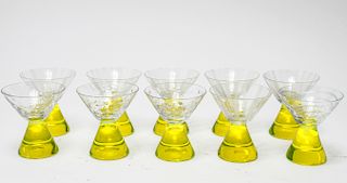 Etched Aperitif Vaseline / Uranium Glasses 10