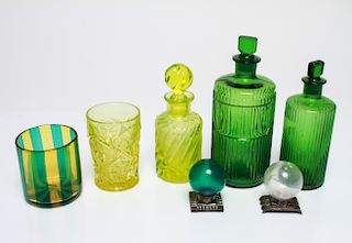 Venini, Uranium & Other Glass, Group of 7