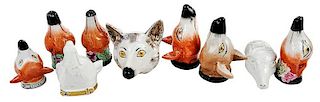 Nine  Porcelain Fox Stirrup Cups