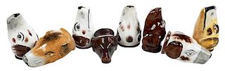 Eight Hound Ceramic Stirrup Cups