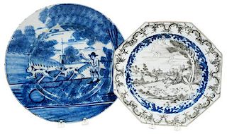 Two 18th Century Hunt Motif Plates