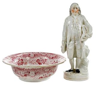 Two Pieces Benjamin Franklin Porcelain