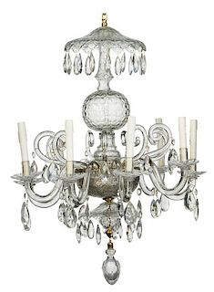 George II Style Faceted Cut Glass Chandelier