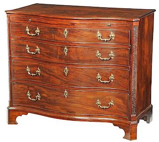 Chippendale Figured Mahogany Bachelors Chest