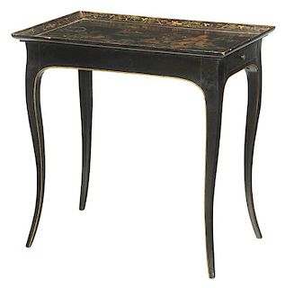 George III Chinoiserie Decorated Tray Top Table