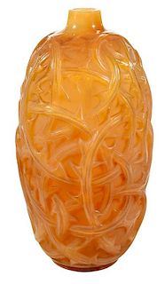 R. Lalique Ronces Butterscotch Glass Vase