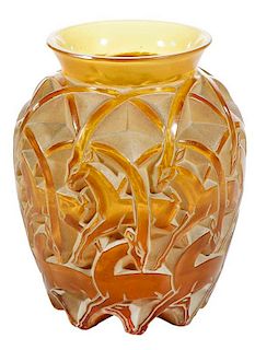 R. Lalique Chamois Amber Glass Vase