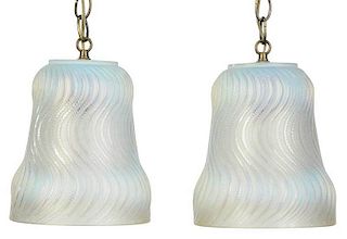 Two R. Lalique Actinia Opalescent Glass Vases
