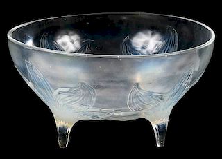 R. Lalique Lys Opalescent Footed Bowl