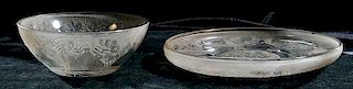 Two R. Lalique Vases Objects, Coupe-Plate, Bowl