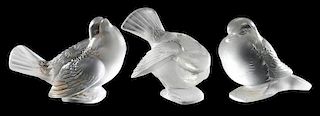 Three R. Lalique Glass Bird Figures