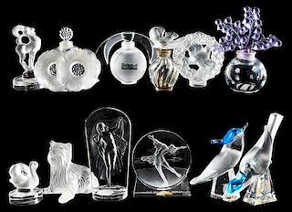 12 Lalique Assorted Perfumes and Paperweights