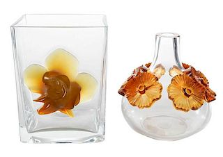 Two Lalique Vases, Atossa and Amber Rose