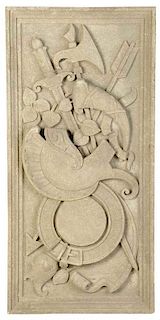 Chicago Art Deco Carved Limestone Plaque