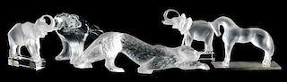 Five Lalique Glass Animal Figures