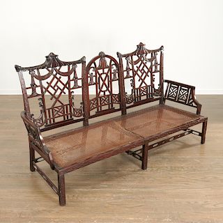 Chinese Chippendale style mahogany settee